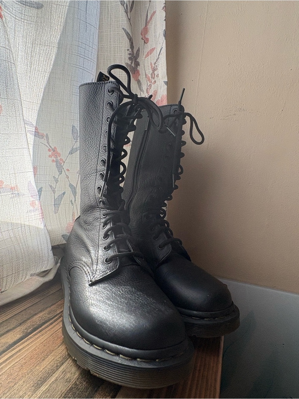 Dr. Martens 10-Eye Black Leather Combat Boots - Picture 9 of 12